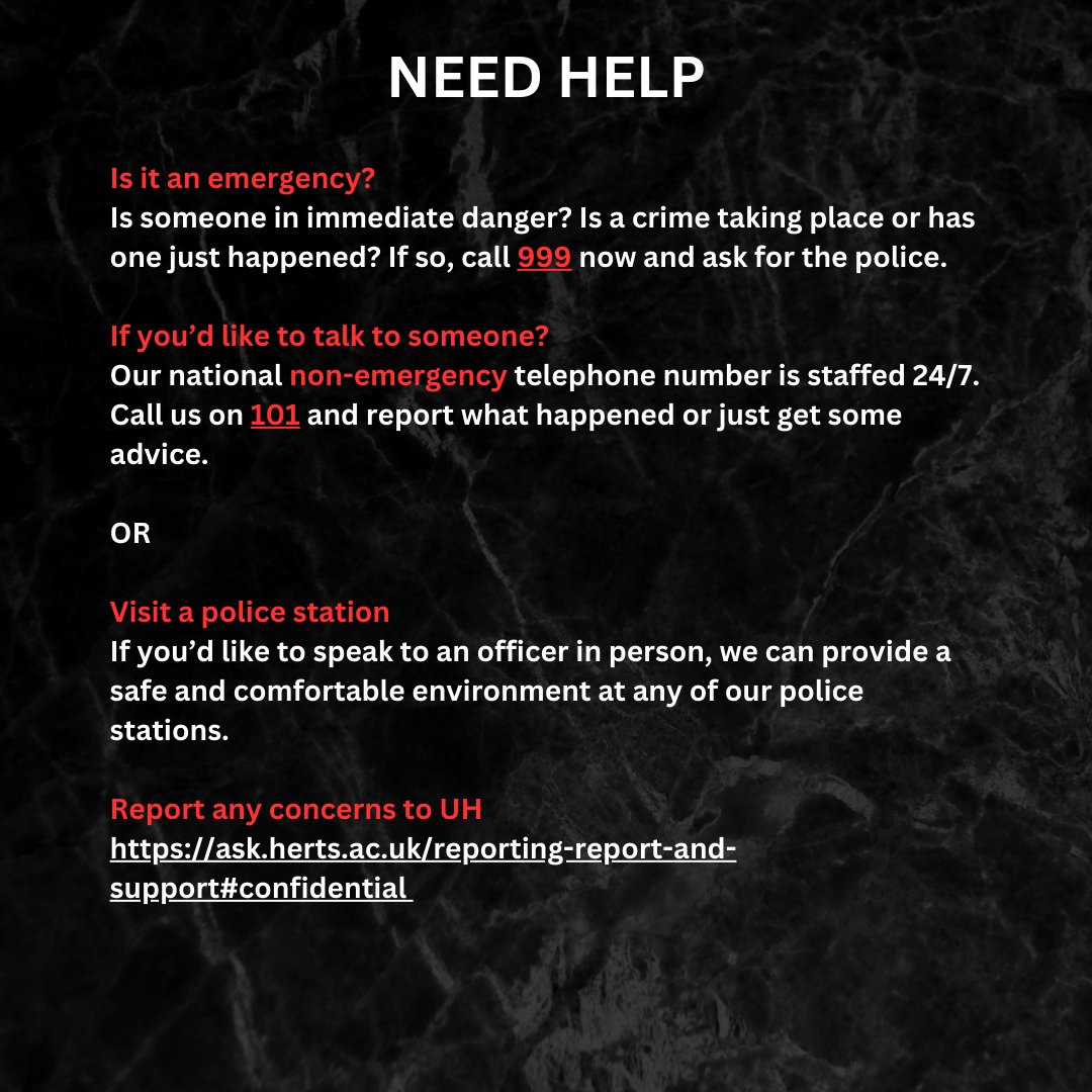Need help? Do not hesitate to report any incidents that make you or someone else feel unsettled or unsafe.