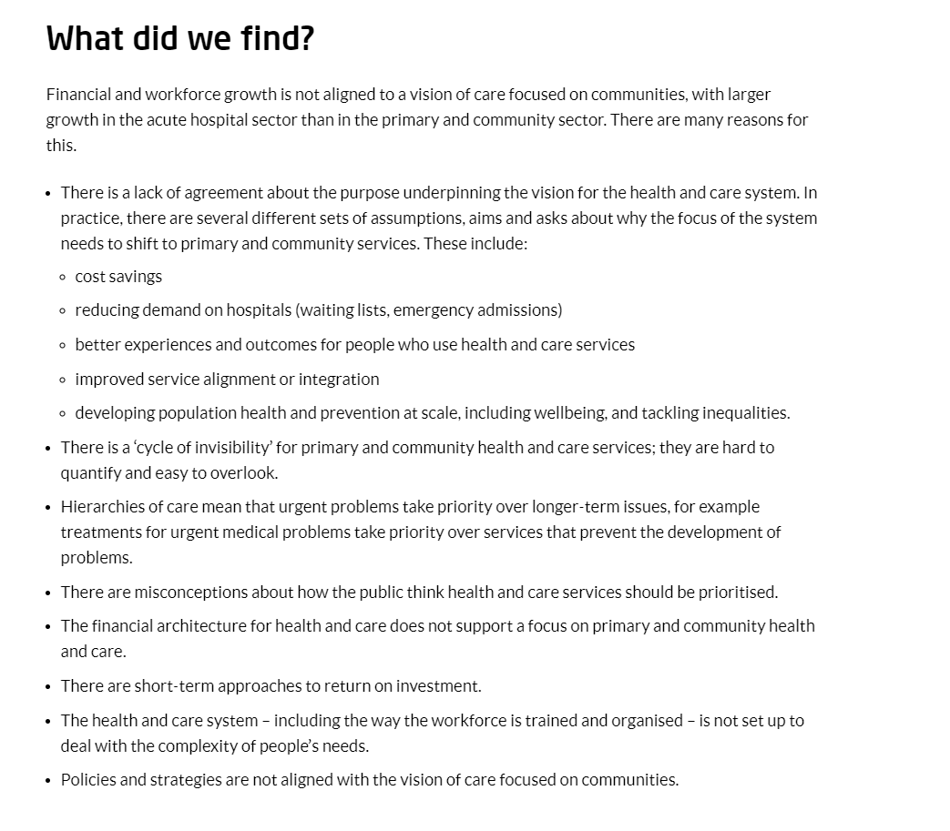 A good summary from @TheKingsFund in its new report on community services and why this often touted ambition of better community care is always just one long term plan away: