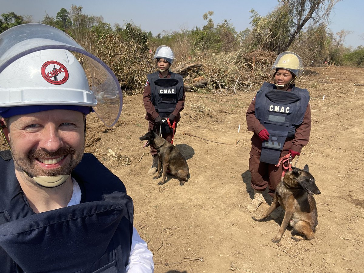 AndreasZurbrugg's tweet photo. Brave doggies helping clear landmines and UXO with #CMAC.  🐕 #MineAction #ClearingforResults https://t.co/r2KuPfBAed