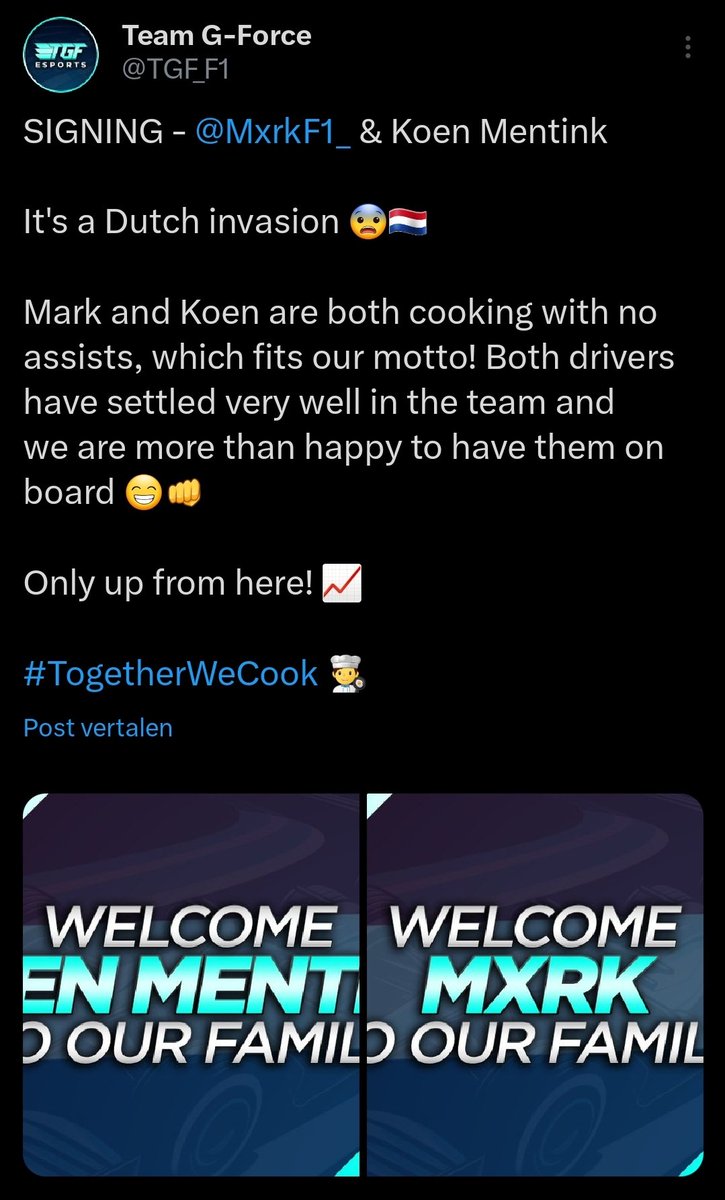 Happy to announce that I joined <a href="/TGF_F1/">Team G-Force</a> thanks for the opportunity
Let's cook🔥🧑🏻‍🍳