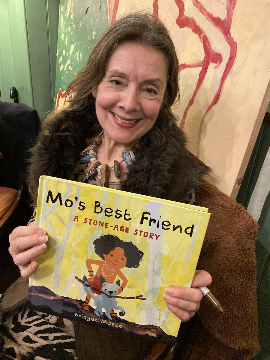 Lovely session at my local nursery today making fire pictures and reading @BridgetMarzo Mo’s Best Friend, a gorgeously illustrated Stone Age story, published by @OtterBarryBooks - and here’s Bridget at the launch last week, complete with Stone Age necklace!