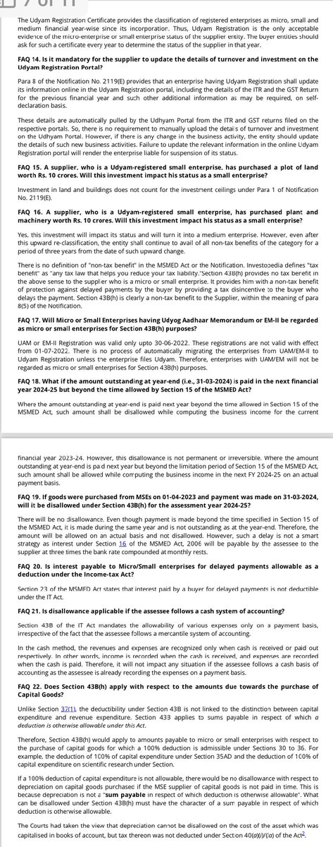 PratibhaGoyal's tweet photo. FAQs on Section 43B(h): Disallowance of Expenses due to Late Payment to MSME-1

Released by @taxmannindia https://t.co/d9zsNuBfps