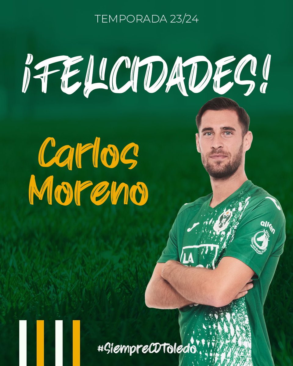 🥳 ¡Hoy es el cumpleaños de 𝗖𝗔𝗥𝗟𝗢𝗦 𝗠𝗢𝗥𝗘𝗡𝗢! 🧱

¡Muchísimas felicidades, <a href="/carmoregom11/">Carlos Moreno</a>! 🎂

Disfruta de tu día ☺️

#SiempreCDToledo 💚⚪️
