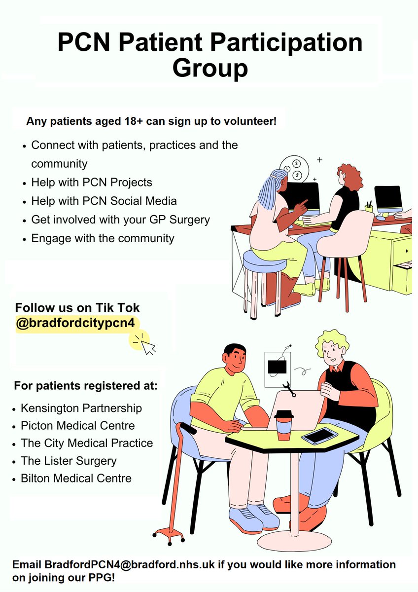 Opportunity to represent you GP practice at Primary Care network level, get involved and support other patients.