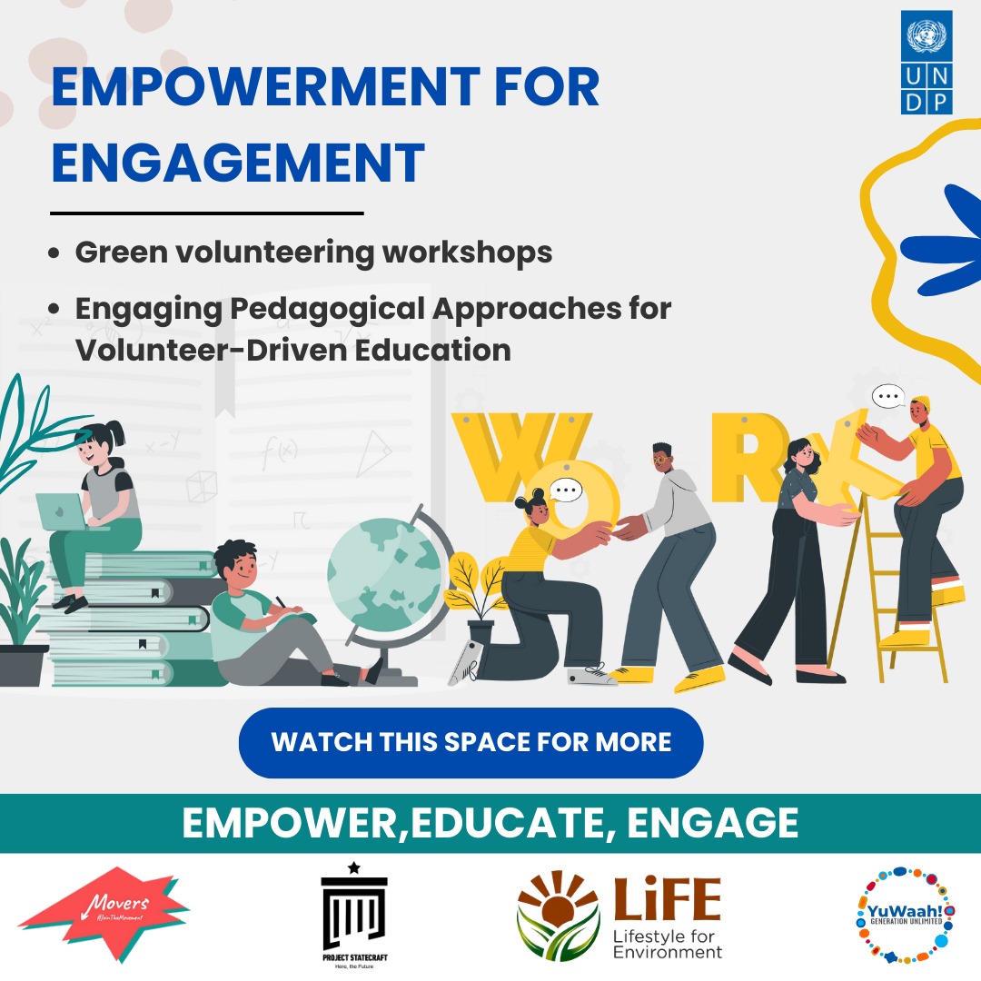 UNDP_India's tweet photo. Empowerment for Engagement.
@UNDP_India & @YuWaahIndia invite youth educators 👩🏾🏫🧑🏾🏫to get skilled in interactive & engagement pedagogy for #SDG workshops with #ProjectStatecraft.
Stay tuned for more! https://t.co/Pf1B8Sh97J