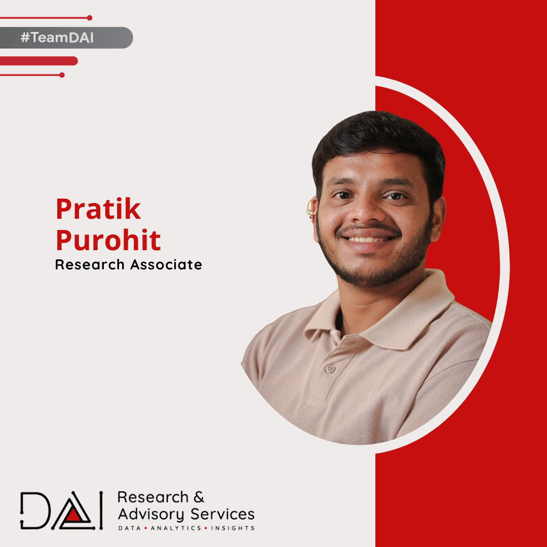 🆕 #TeamDAI

Welcome Pratik Purohit, who joins DAI as a #ResearchAssociate! With him, he brings a rich background in Economics, International Business, and extensive experience in #Research and #ProjectManagement.

Learn more about Pratik at daiadvisory.org/team#new

 #JobsAtDAI