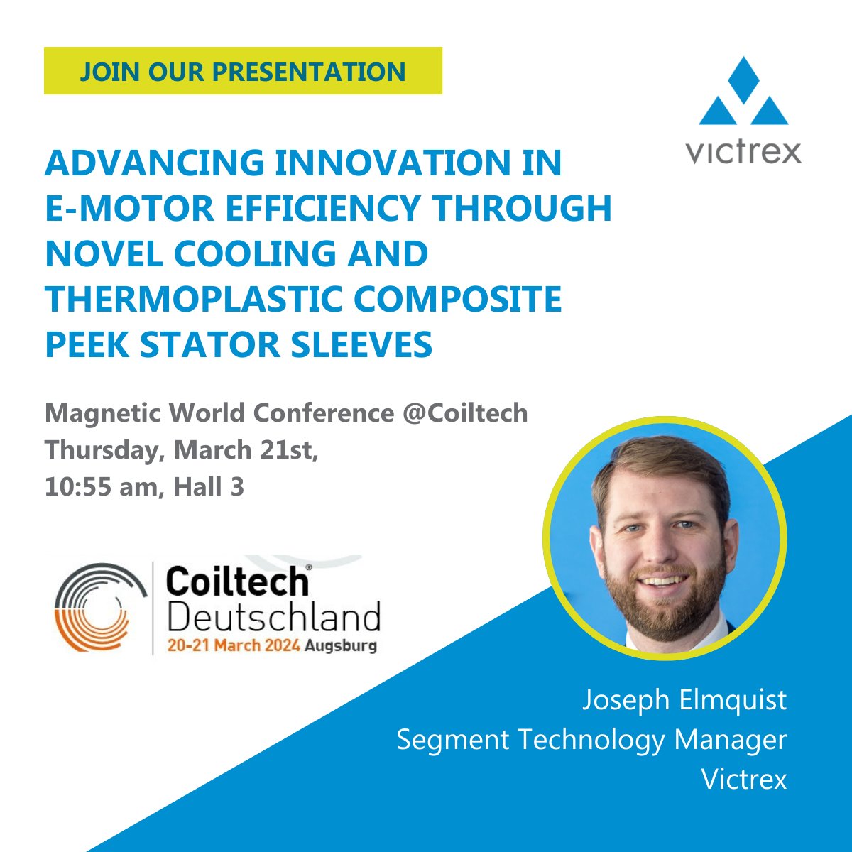 VictrexAuto's tweet image. We're excited to present again at Coiltech Germany. Join our presentation and meet our team in Augsburg to discuss how we can help you advance efficiency in your high-voltage electric motors. Get your free ticket here: bit.ly/VxCoil24
#PEEK #composites #Victrex #Coiltech