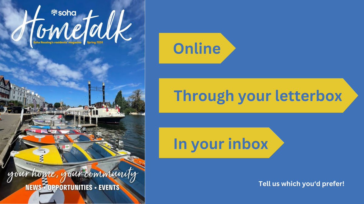We're putting the final touches to the Spring Hometalk, ready for posting early March. If you'd prefer the e-edition, tell us by DM here or by phone on 0800 014 15 45 for free. They're also the contacts if you'd like a large print or audio version of the hard copy mag!