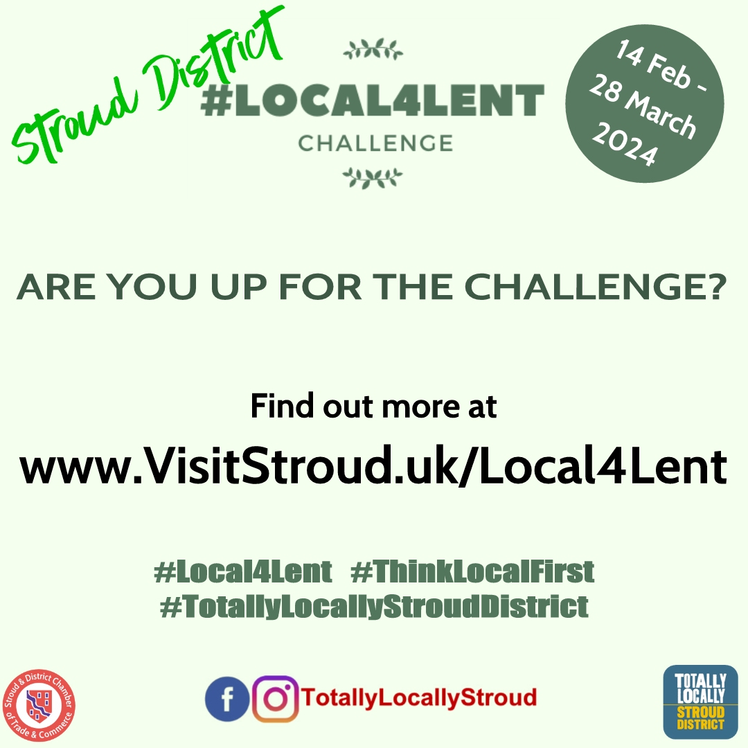 Be #stroud and proud! Share the love for local this valentines - why not take on the Local for Lent Challenge? If you can, think local First and buy Stroud and stick to seasonal whenever possible instead. Find out more at visitstroud.uk/Local4Lent