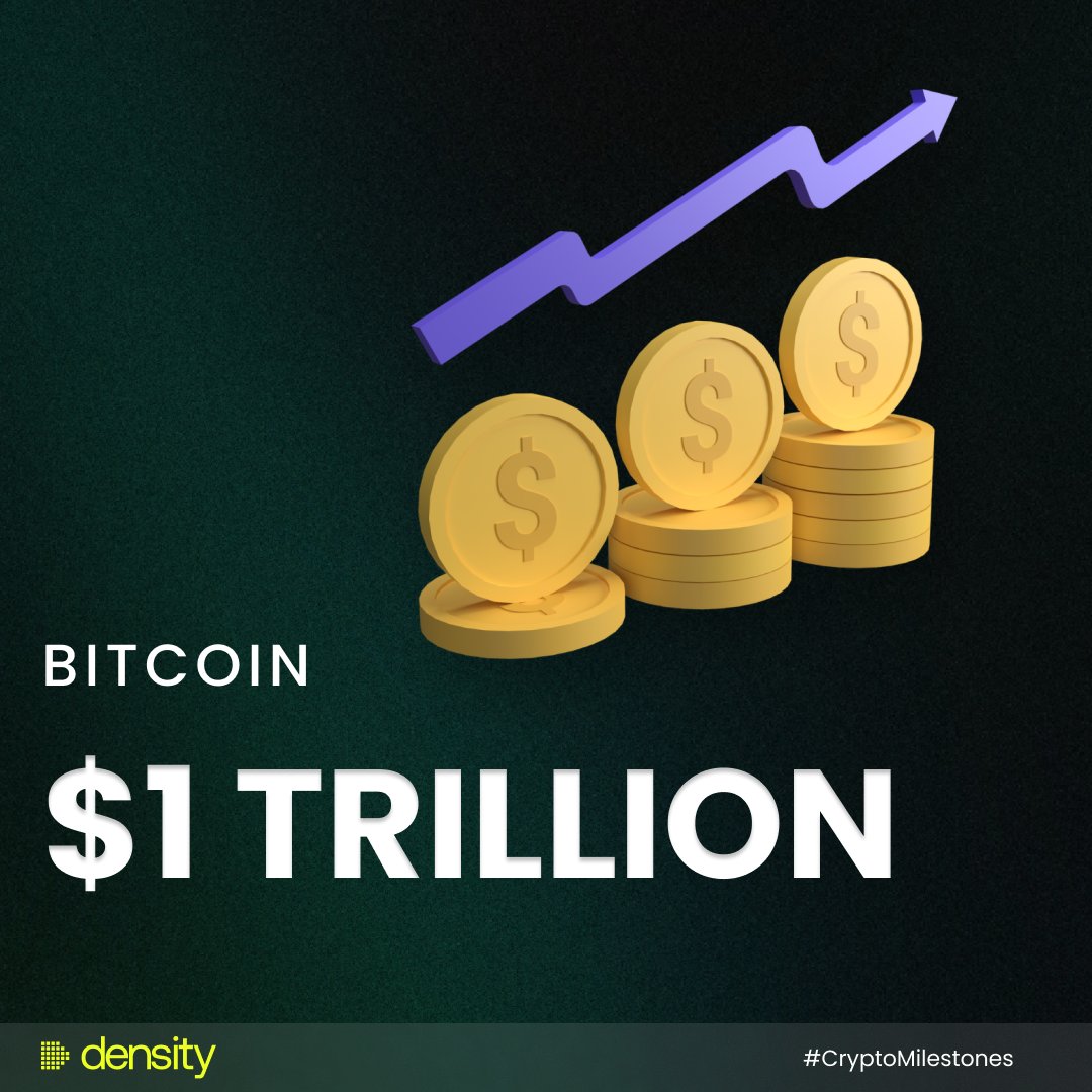 Densityxchange's tweet photo. Bitcoin has once again reached a valuation of 1 trillion dollars https://t.co/lSAbQS0WAw