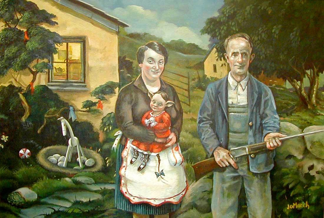 Here's an old one and yes I acknowledge, I was subconsciously heavily under the thrall of American Gothic 🥸 Abe, The Baby And Sister Mabe: aka the family of love