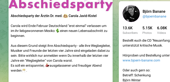 moderkopf16756's tweet photo. #Björnbanane verbreitet eine Einladung zur Abschiedsparty der #Colakiste. Kommen sollen wirklich nur treue Unterstützer. Da hat wohl jemand Angst vor dem Partycrasher Annette!😂😂😂 Sollten wir uns anmelden? https://t.co/bJafdyXuer