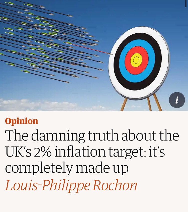 TeachonomicsLtd's tweet photo. The 2% inflation target comes from an off the cuff remark that was “plucked out of thin air” by a former New Zealand finance minister in 1988. 🐑 
As John Maynard Keynes once said, interest rates “cures the disease by killing the patient”. 👩🏽‍⚕️ 
#edutwitter #econtwitter #econ2 https://t.co/iTLu0ak32P