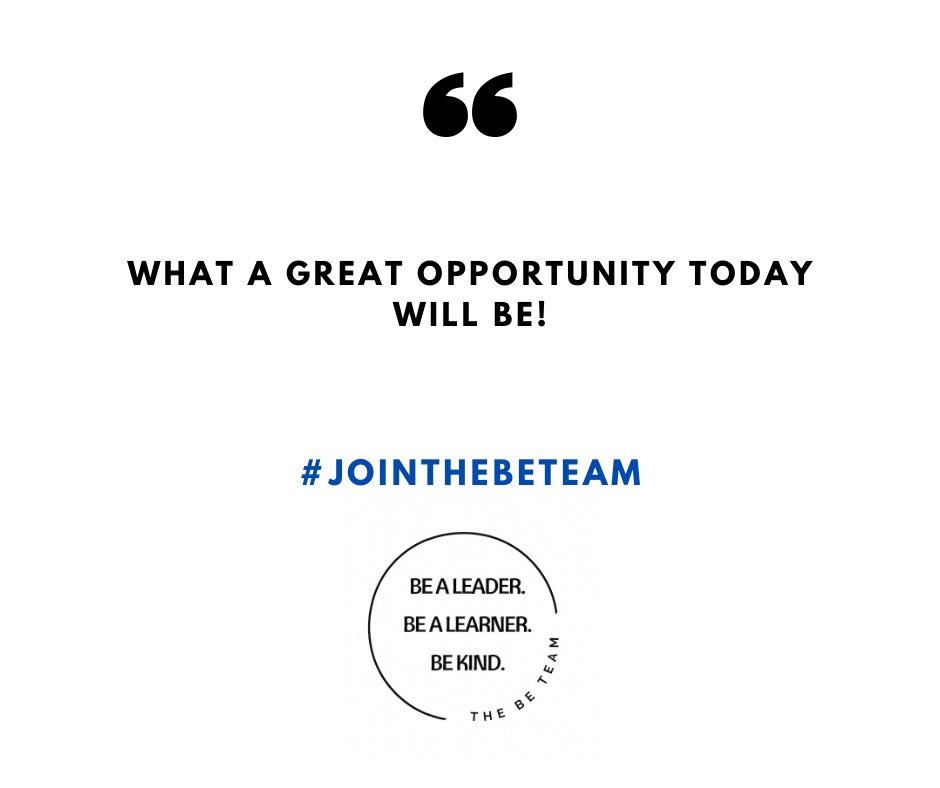 Remember, your mindset is key! 

Stay focused on your focus and lead with kindness! 

Today is another great opportunity for you to be great! 

#jointhebeteam