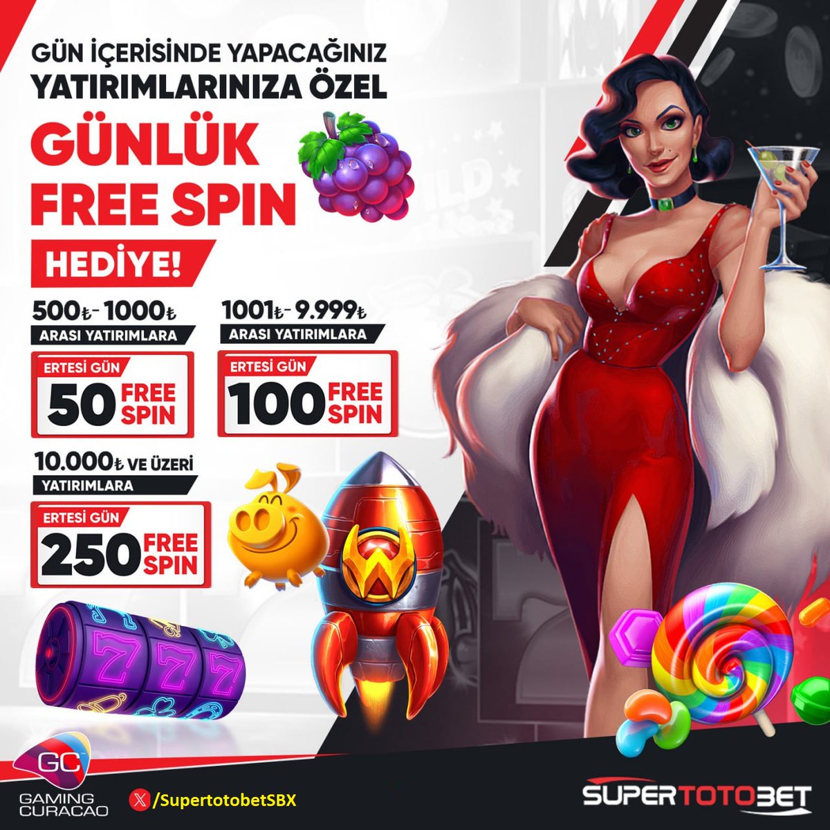 Süpertotobet Ayrıcalıklarını Doyasıya Yaşayın!

Hergün Tüm Kullanıcılarımıza Özel 250 Freespin Supertotobet'ten Hediye!

Yapmanız Gereken Tek Şey Bir Önceki Gün 250 TL ve Üzeri Yatırım Yapmak!