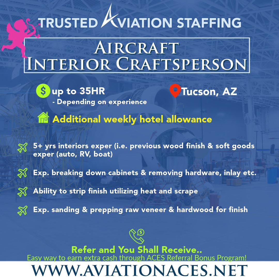 💖 Still searching for a perfect match? Our Interior opening in Tucson, AZ is here to sweep you off your feet. And if that's not enough to make your heart skip a beat, we're sweetening the deal with an irresistible hotel allowance package. Give ACES a call today! #NowHiring