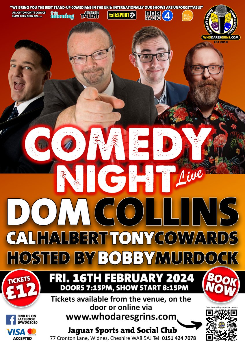 First comedy night of 2024 this Friday!! Buy tickets online from <a href="/WhoDaresGrins/">Comedy Promotions</a> or contact the club to reserve your seats!!