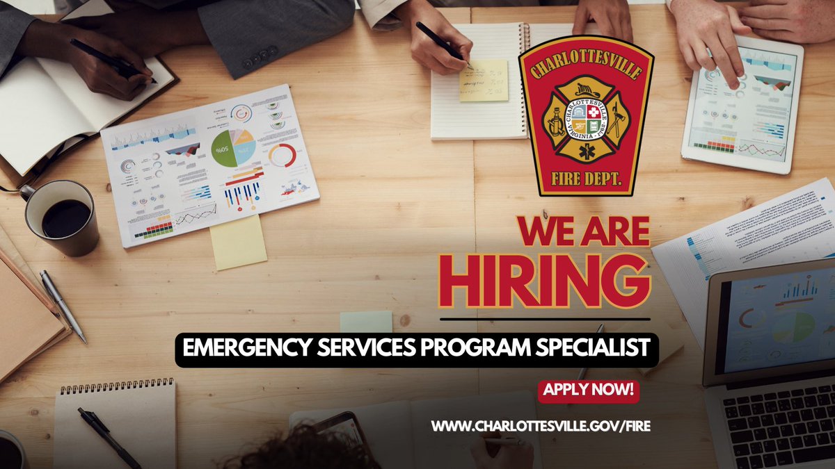 Join our team as an Emergency Services Program Specialist! 🚑

Peferred hiring amount: $54,246.40 - $69,472.00 annually.

Apply by March 5th, 2024, at 5 p.m. 

Apply Now! governmentjobs.com/careers/charlo…

#JobOpening #EmergencyServices #PublicService #cvillefiredept #joincfd