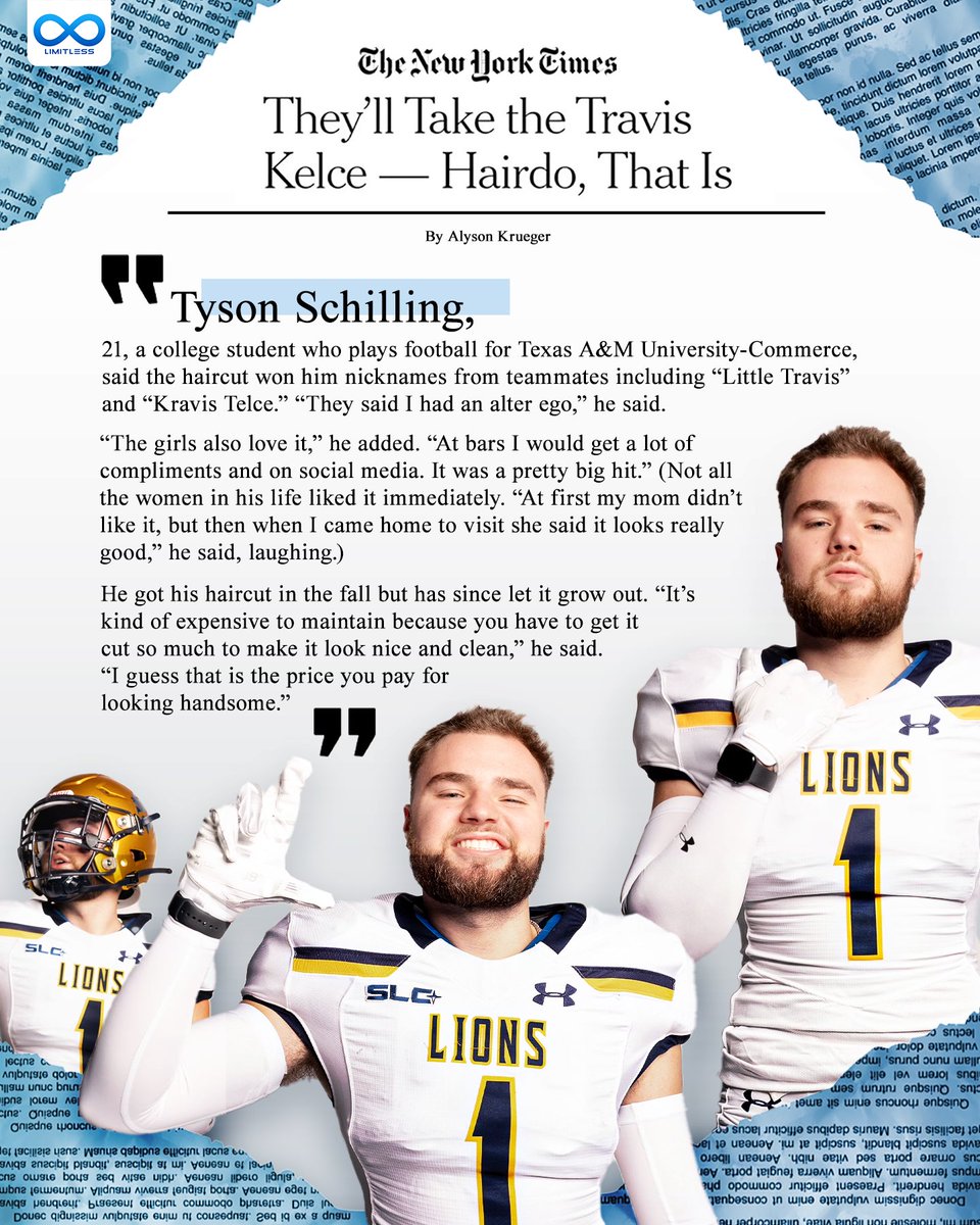 Tyson Schilling used to rock the @tkelce haircut 💇 check out the feature in the @nytimes 🗞️ ♾️ | #ForAthletesByAthletes