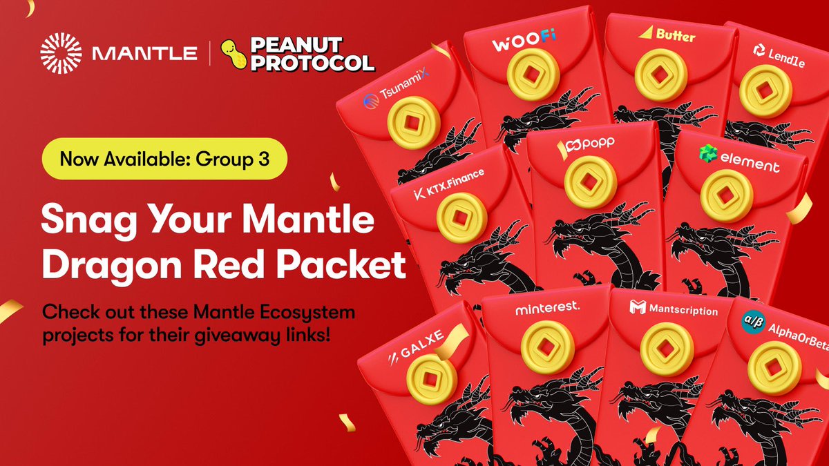 Happy Lunar New Year, Astronauts! 🐉

Join <a href="/0xMantle/">Mantle Network</a>’s Dragon Red Packet Giveaway and stand a chance to receive red packets of $XXX, $MNT or $MDRAGON!

Galxe has 10,000 red packet slots available, so click the link below and claim your lucky money here:👇

mantle.peanut.to/packet?c=5000&…