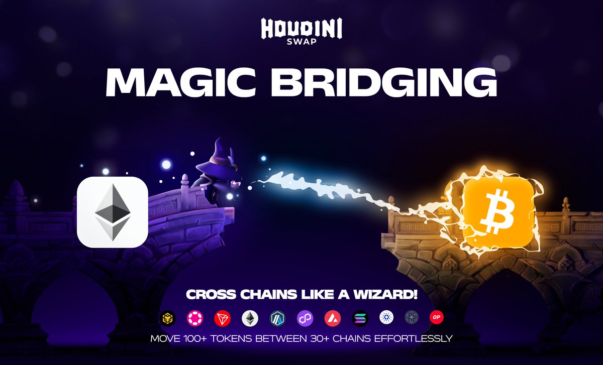 HoudiniSwap's tweet image. 🥉 Golden Gate Bridge
🥈 London Bridge
🥇 Houdini Swap Bridge

Traverse across 30+ chains and 100+ tokens safely, securely, and privately.

Bookmark: houdiniswap.com

#HoudiniSwap #Privacy #Bridging #Wizards #LOCK