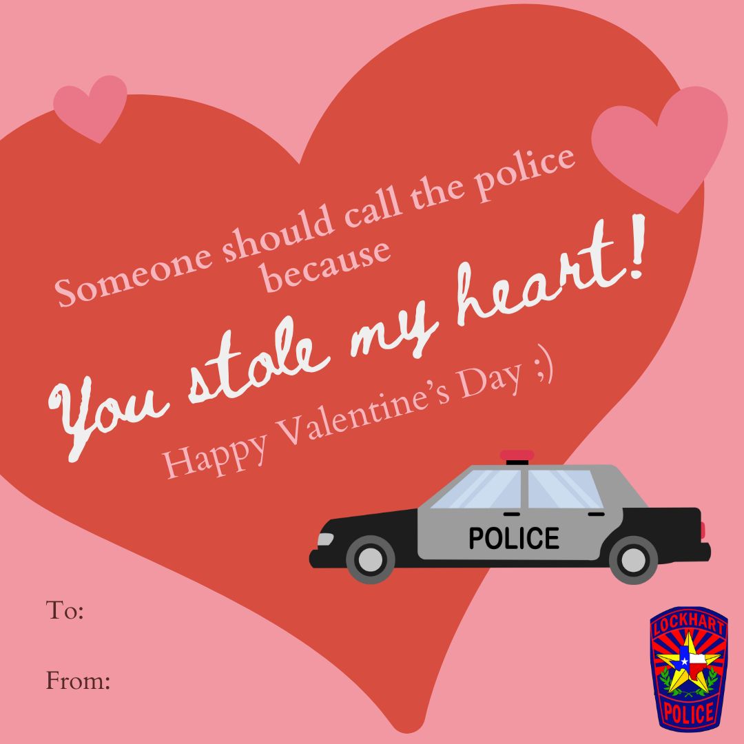 CityLockhartTX's tweet photo. Forgot to get something for your sweetie for Valentine's Day?  @LockhartPolice , @FireLockhart , Lockhart EMS, and all of us in the City of #LockhartTX got you covered 😎

#HappyValentinesDay https://t.co/ooLOuqVsn3