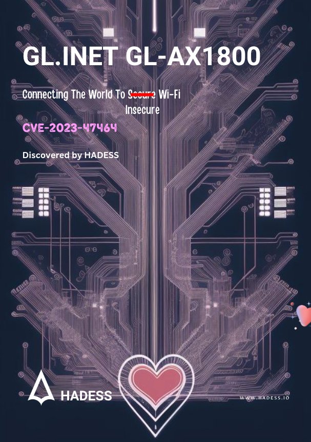 Hadess_security's tweet image. Happy Valentine ❤️ 💎

GL.iNet GL-AX1800: CVE-2023-47464

Article: hadess.io/gl-inet-gl-ax1…

EBook: hadess.io/gl-inet-gl-ax1…

Check out our proof-of-concept script for CVE-2023-47464 on GitHub: github.com/HadessCS/CVE-2…

#GLiNet #Security #WiFi #vulnerability