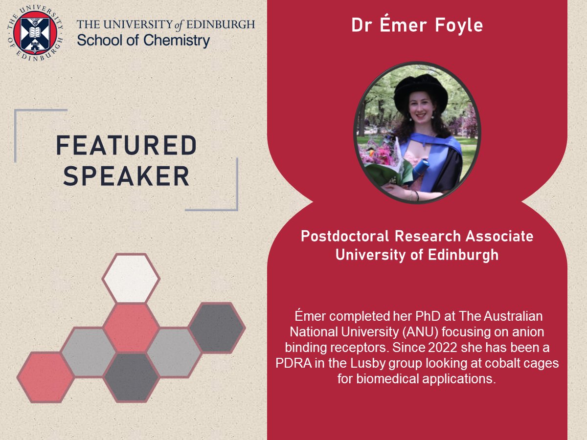 EdiChem Postdoc Committee (@edichempostdocs) on Twitter photo We are pleased to announce that the first <a href="/EdinburghChem/">Chemistry Edinburgh</a> #postdoc seminar of 2024 will take place on Monday 26th February. We have two excellent speakers, and their talks will be followed by refreshments and mingling. We hope to see you there! (1/3) We are pleased to announce that the first <a href="/EdinburghChem/">Chemistry Edinburgh</a> #postdoc seminar of 2024 will take place on Monday 26th February. We have two excellent speakers, and their talks will be followed by refreshments and mingling. We hope to see you there! (1/3)