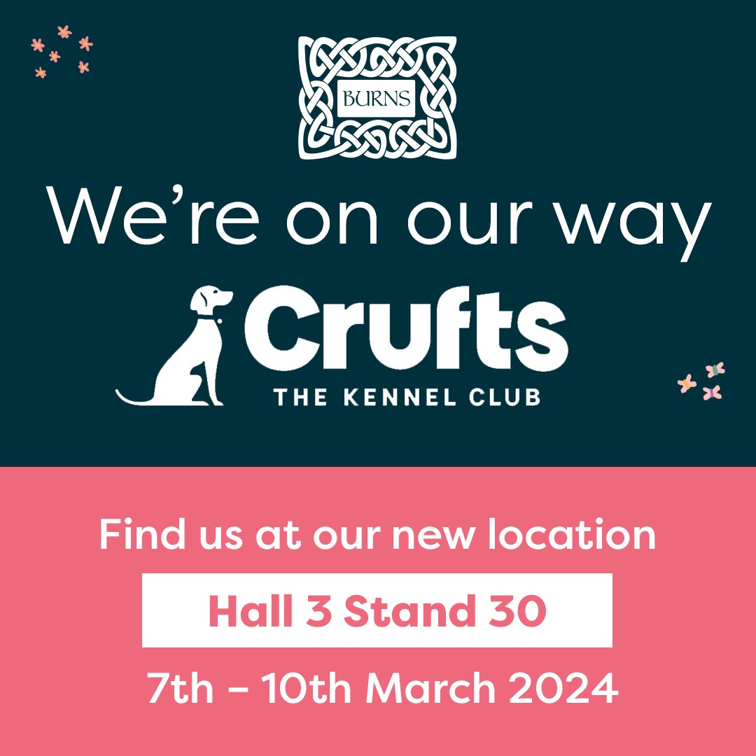 Team Burns will be returning to @Crufts 2024! Come fund us at our new location in Hall 3, Stand 30. Don’t miss out on: 💙 Exclusive discounts 💙 Competitions & prizes 💙 Free nutrition advice 💙 And more! We can’t wait to see you and your pup at the world’s greatest dog show.