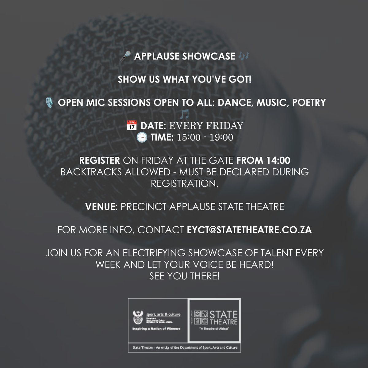 sastatetheatre's tweet photo. Unleashing talent, one mic at a time. 🎤✨ #openmicshowcase #SASTFridayOpenMic
Every Friday from 15:00 - 19:00 https://t.co/laRyfLWa7i