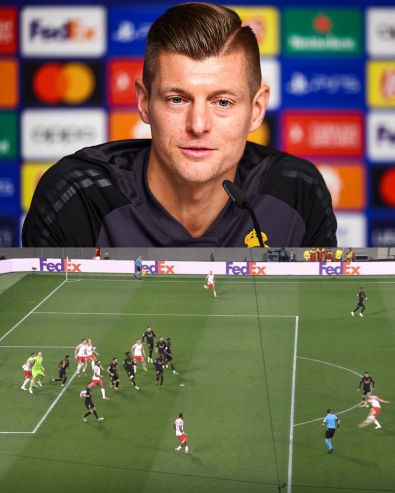 giraltpablo's tweet photo. "Creo que acabó pitando fuera de juego porque lo estaba obstruyendo (Henrichs a Lunin), pero el arquero no iba alcanzar el balón. Por eso, era un gol que debería haberse dado. No se puede argumentar de otra manera"

—Toni Kroos, sobre el gol anulado a Leipzig. https://t.co/oKn4gyWZNh