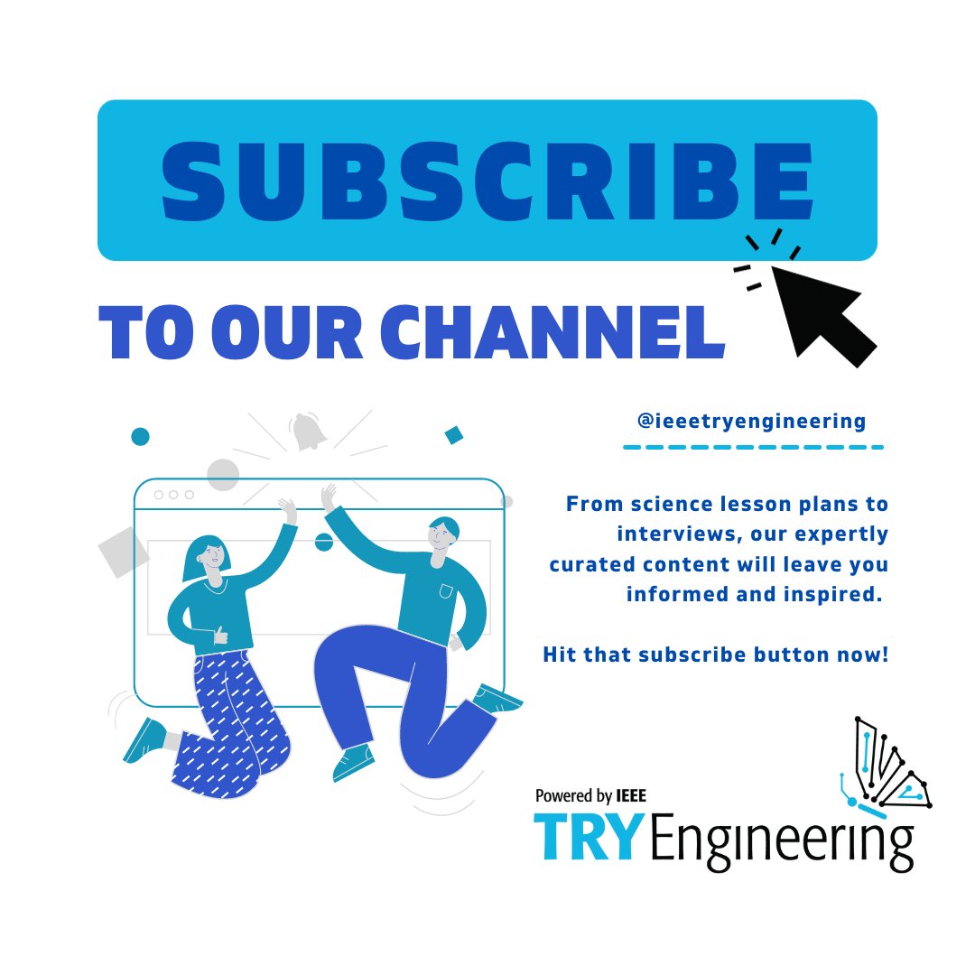 TryEngineering's tweet image. From science #lessonplans to interviews, our expertly curated content will leave you informed and inspired. Expand your knowledge and subscribe to our IEEE TryEngineering #YouTube channel for fascinating #educationalvideos on a variety of topics! bit.ly/40v81PW