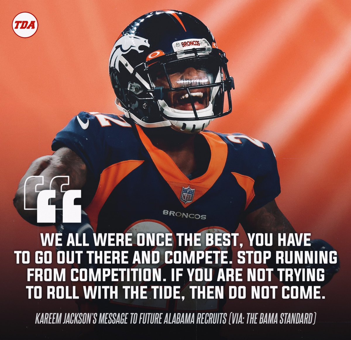 Former Alabama CB Kareem Jackson has a message to future Alabama recruiting targets 😳