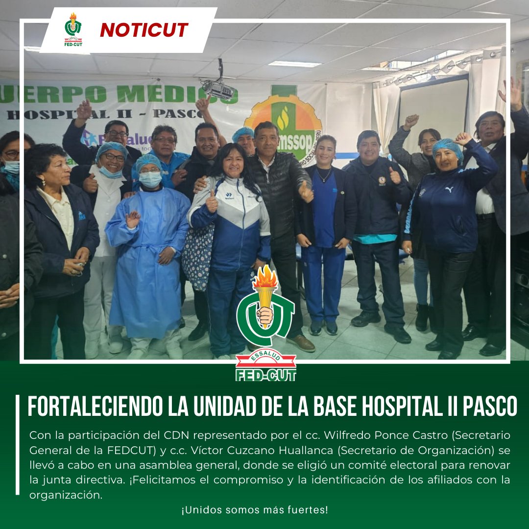 FedCut's tweet photo. #Noticut | ✅ En asamblea general, con la presencia del CDN, representado por el cc. Wilfredo Ponce Castro y c.c. Víctor Cuzcano Huallanca, se eligió el comité electoral para renovar la junta directiva. 💪👏 #Compromiso #Participación #Renovación#CerrodePasco https://t.co/OUAITNU4lr