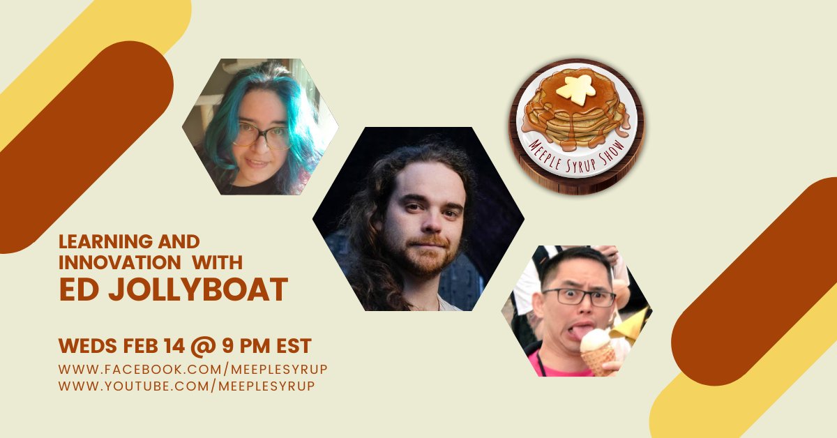 Meeple Syrup (@meeplesyrup) on Twitter photo Tonight at 9PM EST, <a href="/DrayerInk/">Drayer Ink β‘οΈ BlueSky β€π§‘πππππ€</a> and <a href="/SenFoongLim/">Sen-Foong Lim</a> welcome <a href="/EdJollyboat/">Ed Jollyboat</a> to the <a href="/MeepleSyrup/">Meeple Syrup</a> Show to discuss the intersection of learning and innovation, taking a look at how that pertains to boardgames, specifically. Join us at facebook.com/MeepleSyrup and youtube.com/MeepleSyrup! Tonight at 9PM EST, <a href="/DrayerInk/">Drayer Ink β‘οΈ BlueSky β€π§‘πππππ€</a> and <a href="/SenFoongLim/">Sen-Foong Lim</a> welcome <a href="/EdJollyboat/">Ed Jollyboat</a> to the <a href="/MeepleSyrup/">Meeple Syrup</a> Show to discuss the intersection of learning and innovation, taking a look at how that pertains to boardgames, specifically. Join us at facebook.com/MeepleSyrup and youtube.com/MeepleSyrup!