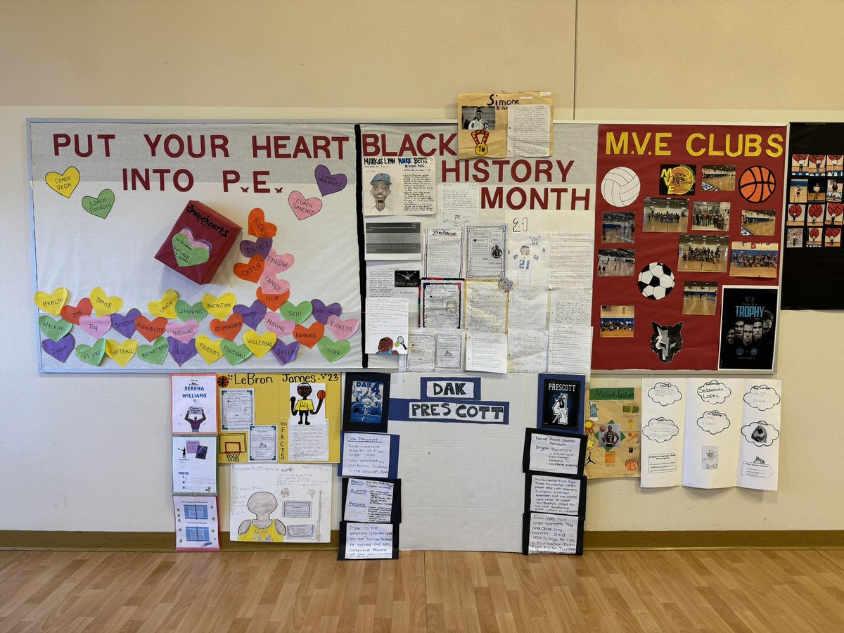 Ben Vega (@coachbvega) on Twitter photo Our February P.E. board, put together by our coaches <a href="/CoachMonarrez8/">Michelle Monarrez</a> & <a href="/CoachCassyMVE/">Cassandra Sanchez</a> ! Also celebrating Black History Month with our Roadrunners BHM writing pieces! ✍️
<a href="/es_regarrido/">Rachel.Garrido</a> <a href="/JDavisMVE/">Jeanette Davis</a> <a href="/CoachGandara/">Coach Gandara</a> <a href="/MVE_roadrunners/">Montana Vista Elementary</a> <a href="/ClintISD/">Clint ISD</a> #OneTeamOneDream Our February P.E. board, put together by our coaches <a href="/CoachMonarrez8/">Michelle Monarrez</a> & <a href="/CoachCassyMVE/">Cassandra Sanchez</a> ! Also celebrating Black History Month with our Roadrunners BHM writing pieces! ✍️
<a href="/es_regarrido/">Rachel.Garrido</a> <a href="/JDavisMVE/">Jeanette Davis</a> <a href="/CoachGandara/">Coach Gandara</a> <a href="/MVE_roadrunners/">Montana Vista Elementary</a> <a href="/ClintISD/">Clint ISD</a> #OneTeamOneDream