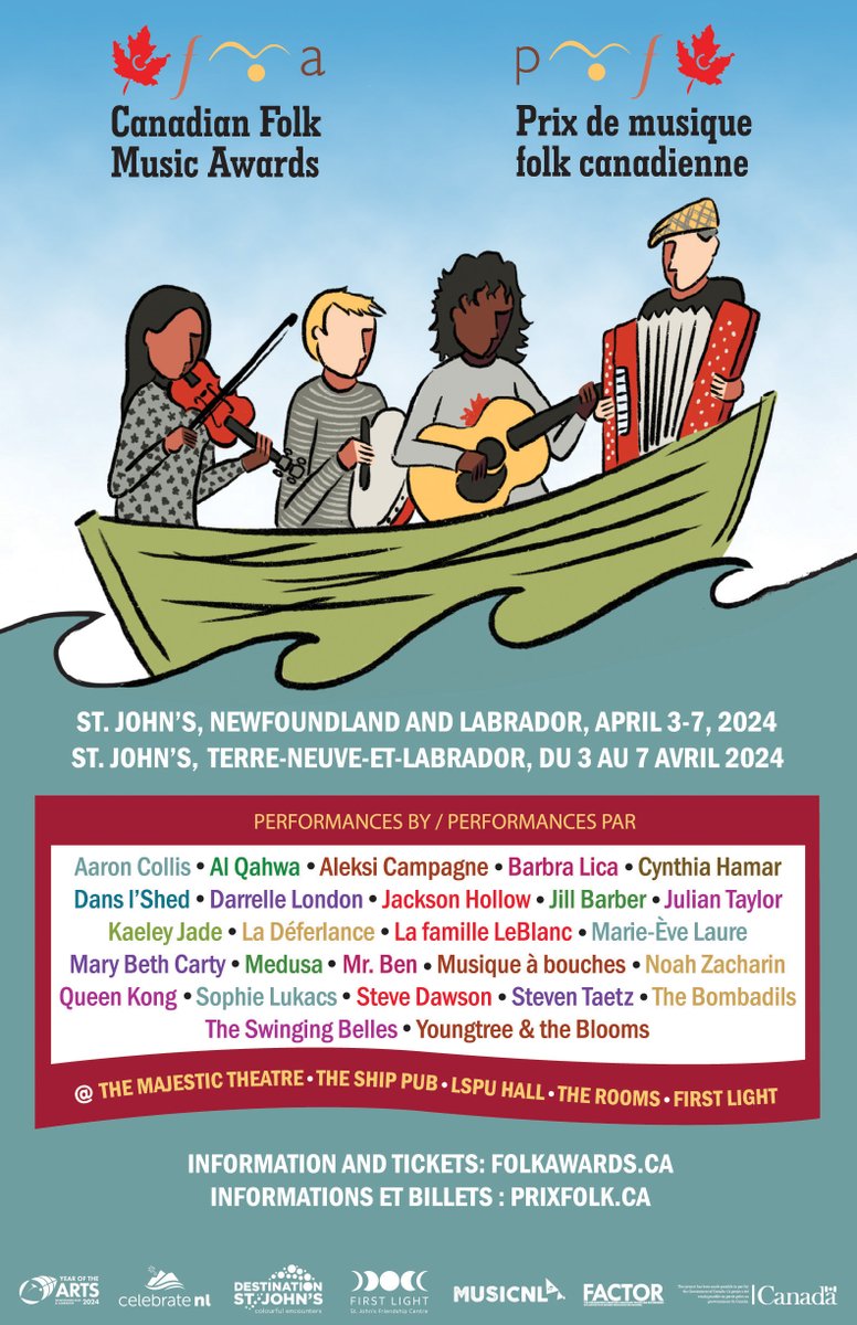 The 2024 <a href="/folkawards/">Canadian Folk Music Awards</a> are taking place in St. John's, Newfoundland from April 3-7. Head to #CanadianBeats now to learn more! canadianbeats.ca/2024/02/14/can…