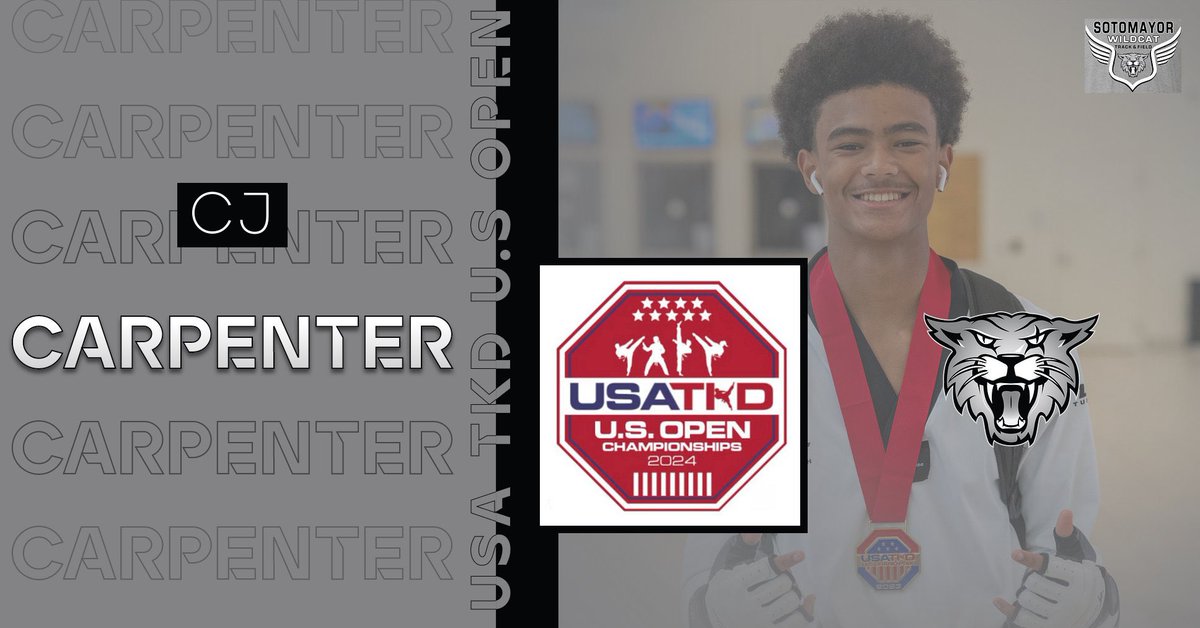 Sotomayor Track & Field (@soto_tf) on Twitter photo Best of luck to our very own CJ Carpenter who’s competing in
The USA Taekwondo Open Championships 👏🏽 🥋
CJ is in The World Class - 63KG Weight
And Currently #1 in The COUNTRY on points! 🇺🇸
Go get that🏅CJ!
WILDCAT COUNTRY IS BEHIND YOU✊🏽 #CATS <a href="/ChrisCa37656633/">Chris Carpenter</a> <a href="/WildcatsDen_SA/">Sotomayor Wildcats Den</a> Best of luck to our very own CJ Carpenter who’s competing in
The USA Taekwondo Open Championships 👏🏽 🥋
CJ is in The World Class - 63KG Weight
And Currently #1 in The COUNTRY on points! 🇺🇸
Go get that🏅CJ!
WILDCAT COUNTRY IS BEHIND YOU✊🏽 #CATS <a href="/ChrisCa37656633/">Chris Carpenter</a> <a href="/WildcatsDen_SA/">Sotomayor Wildcats Den</a>