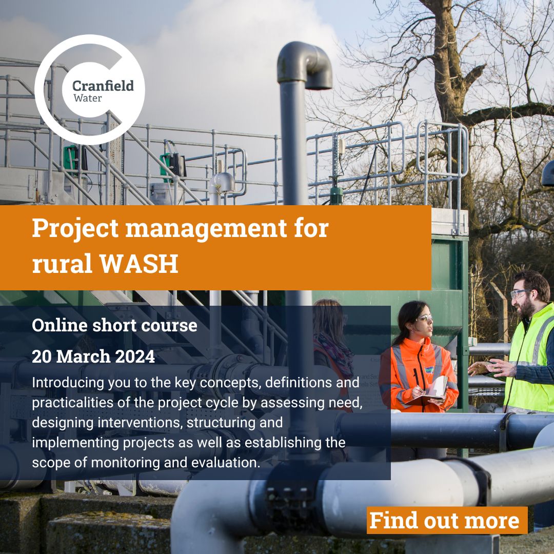 Cranfield Water (@cranfieldwater) on Twitter photo Update your existing skills with Project management for rural WASH online short course.
An opportunity to develop your understanding of the applied aspects of programme management in rural WASH.
Join us online: cranfield.ac.uk/courses/short/…
#WASH #ProjectManagement #SDG6 Update your existing skills with Project management for rural WASH online short course.
An opportunity to develop your understanding of the applied aspects of programme management in rural WASH.
Join us online: cranfield.ac.uk/courses/short/…
#WASH #ProjectManagement #SDG6
