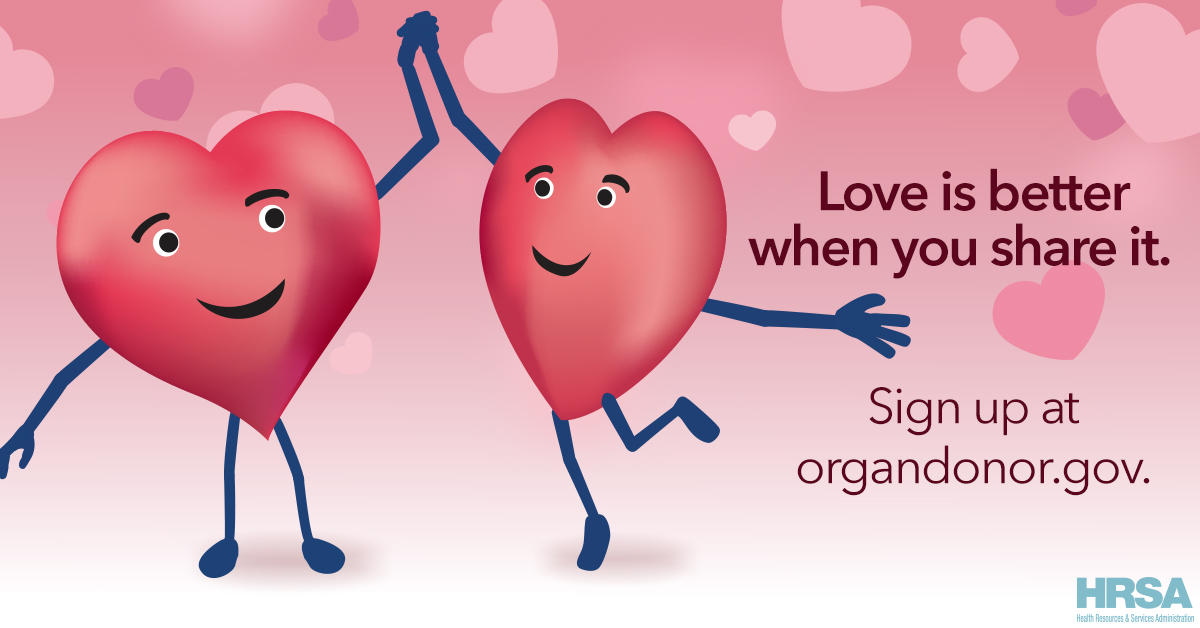 MinorityHealth's tweet photo. Today is National Donor Day. Your decision to become an organ donor can save lives. 💖 Sign up as a donor today at https://t.co/cAJJC7h7OI.  Together, we can make a difference!  #NationalDonorDay https://t.co/c7UrFY2Hwy