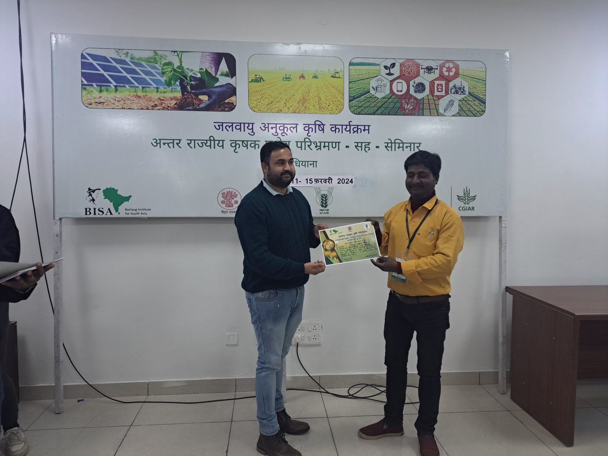 Manuvis008's tweet image. Another batch of 40 progressive farmers from 4 districts of Bihar participated in 4 day's #CapacityBuildingProgram on #ClimateResilientAgriculture at @BISA__India , Ludhiana, Punjab.
@CIMMYT @icarindia @BametiBihar @Agribih