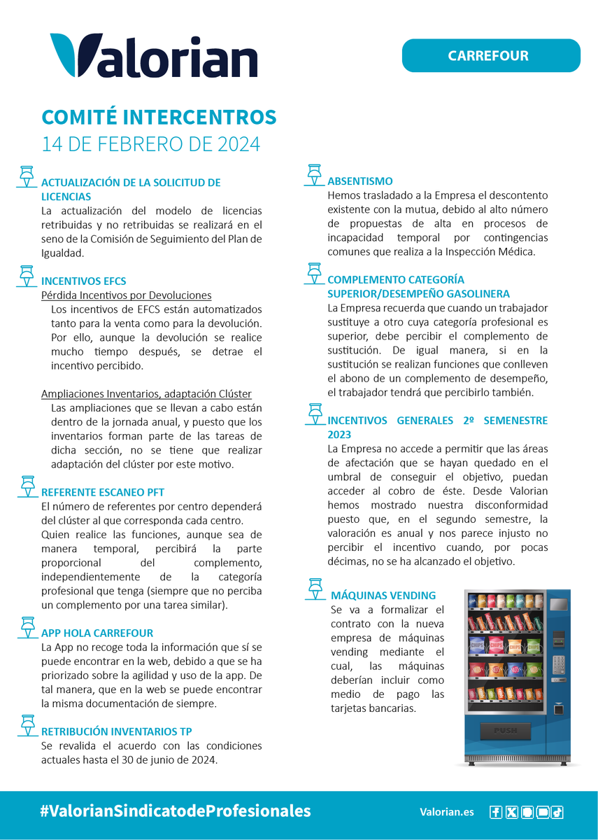 Valorianenred's tweet photo. COMITÉ INTERCENTROS @CarrefourES 14 DE FEBRERO DE 2024

Toda la información en la siguiente hoja en JPG.

#Carrefour #laboral #trabajo #sindicatos #Valorian #Valoriansindicatodeprofesionales https://t.co/se9b4UfuxM