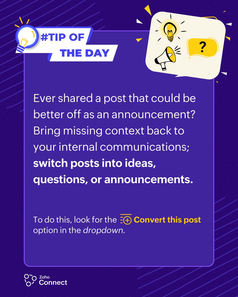 Wondering how to easily transform your content and keep your internal communications flowing smoothly? Look no further! Here's a quick tip from us to help you do just that.
#internalcommunications #zoho #zohoconnect #tipoftheday