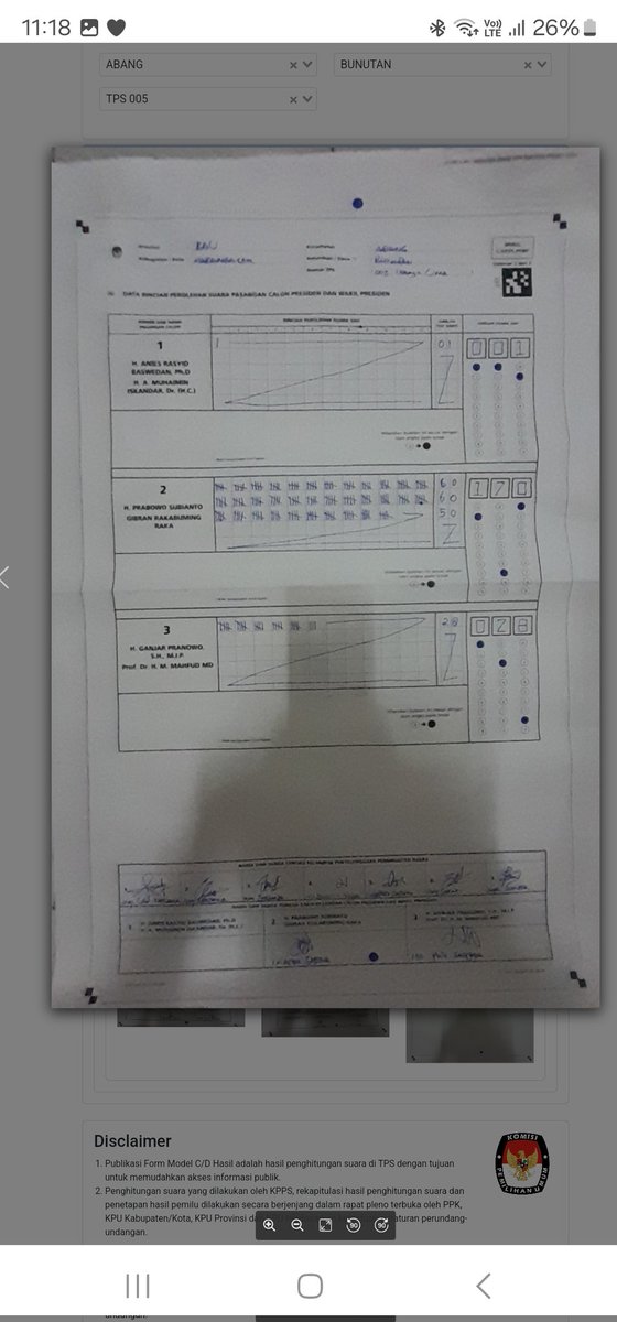 <a href="/AbdulRachimmks/">Daeng Rahing</a> Ngecek website buat liat update real count nemu nih wilayah yg beda antara C1 dengan yg di tulis di web

 Bali, kel bunutan 170 jadi 770
