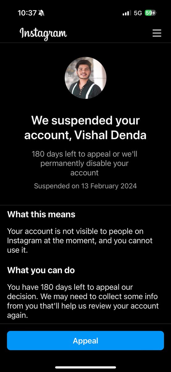 vishal_denda's tweet photo. @Meta @facebook @instagram @ManojDey23 @MetaSupport 
Hi there my instagram account has been suspended and i am eager to resolve this issue on priority as my acoount had 132k followers can you plz assist me in getting my account back your help is much appreciated
#instagram https://t.co/PHK2KRTWrl