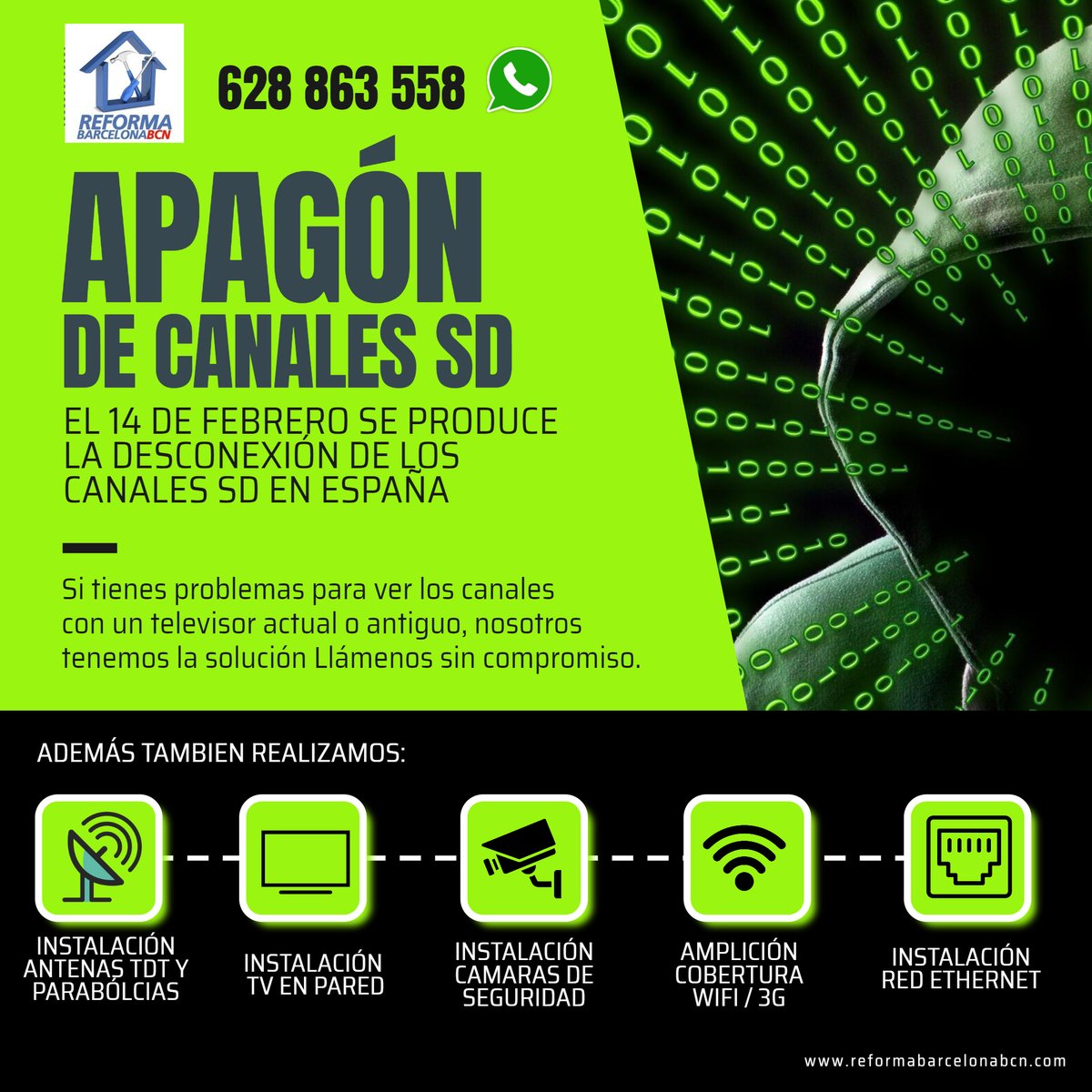 reformasbcnbcn's tweet photo. ¿NO PUEDES VER LOS CANALES DE TV?
No te preocupes, nosotros tenemos la solución incluso si tu televisión es antigua!
¡Llámanos o envíanos un whatsapp y te informaremos sin compromiso al 628 863 558! https://t.co/YvZqm8ZCb8