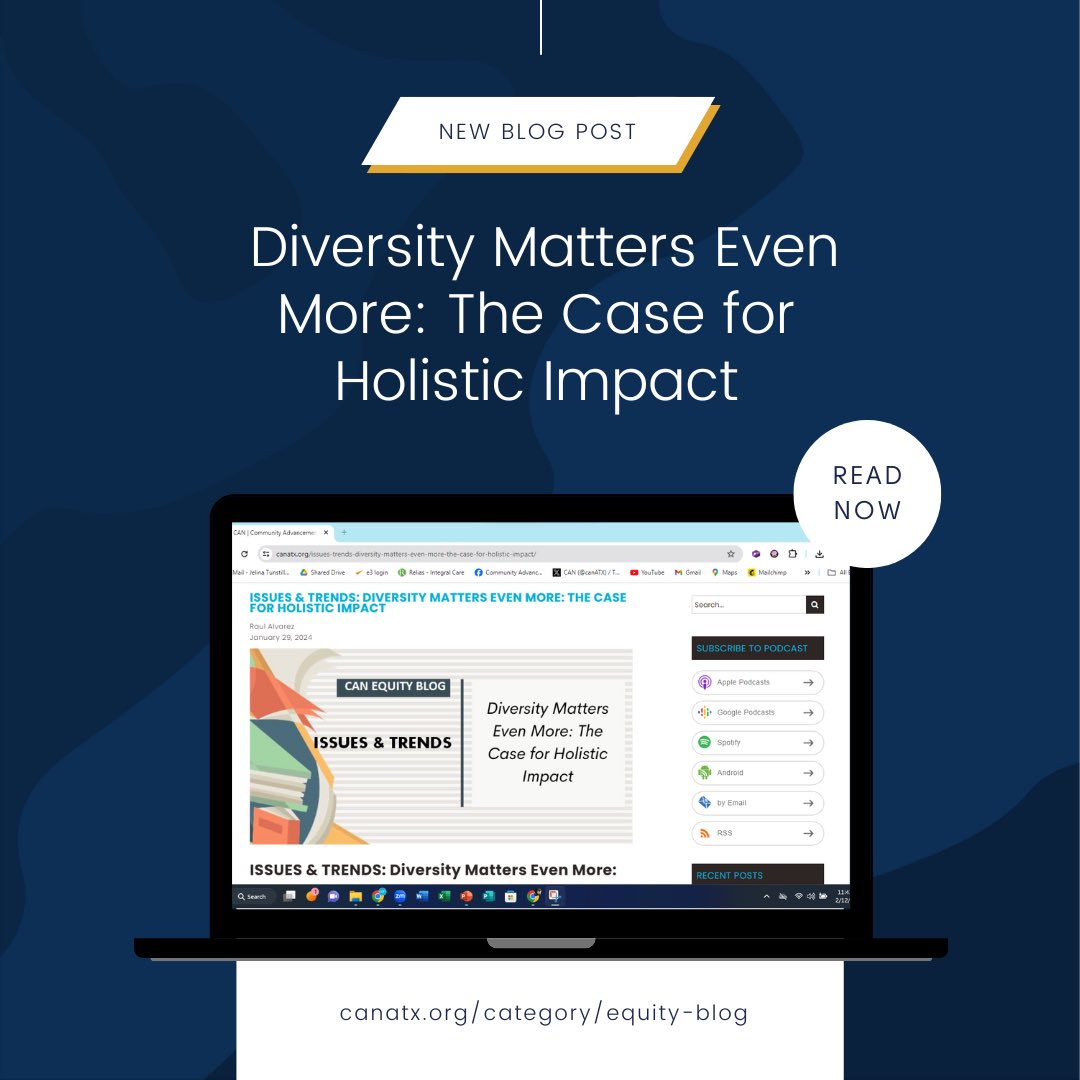 Our latest equity blog, reviews McKinsey &amp; Co’s latest edition in its “Diversity Matters” series. The report includes strategies that can help orgs with goals re: representation at the executive &amp; board levels. To read the blog visit canatx.org/issues-trends-…