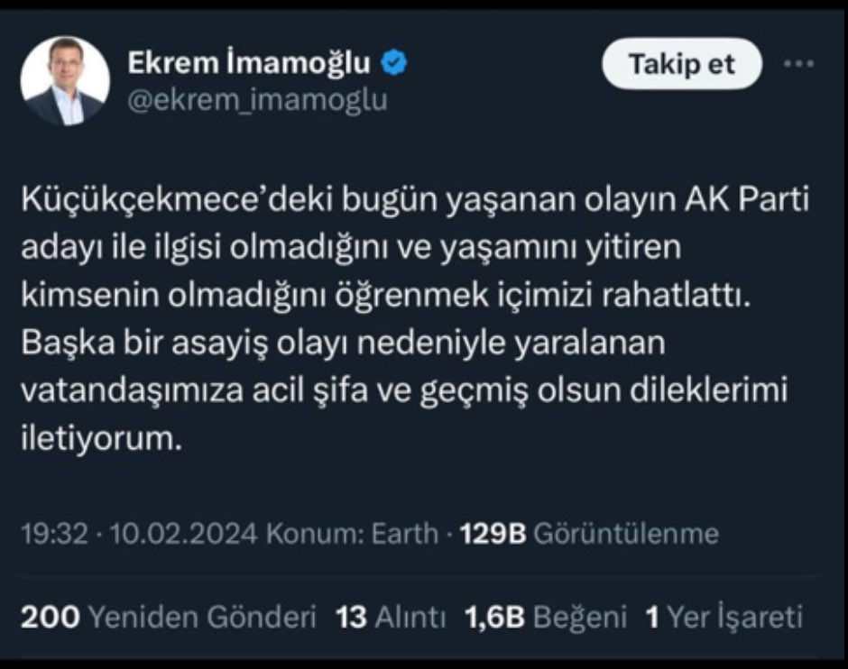 Elif Erdağ (@asil_erdag) on Twitter photo CHP’li İBB Başkanı, emniyetten önce saldırının Ak Parti adayı ile ilgilisi yok demişti 👇
Saldırının Küçükçekmece adayı
Aziz Yeniay'a yönelik olduğu netleşti.
Sabah Gazetesi Haber Müdürü <a href="/Nazifkaraman/">Nazif KARAMAN🇹🇷</a> anlatıyor
____
Meral Akşener Tarkan Sisi
Behzat Ç. #MuratKurum CHP’li İBB Başkanı, emniyetten önce saldırının Ak Parti adayı ile ilgilisi yok demişti 👇
Saldırının Küçükçekmece adayı
Aziz Yeniay'a yönelik olduğu netleşti.
Sabah Gazetesi Haber Müdürü <a href="/Nazifkaraman/">Nazif KARAMAN🇹🇷</a> anlatıyor
____
Meral Akşener Tarkan Sisi
Behzat Ç. #MuratKurum