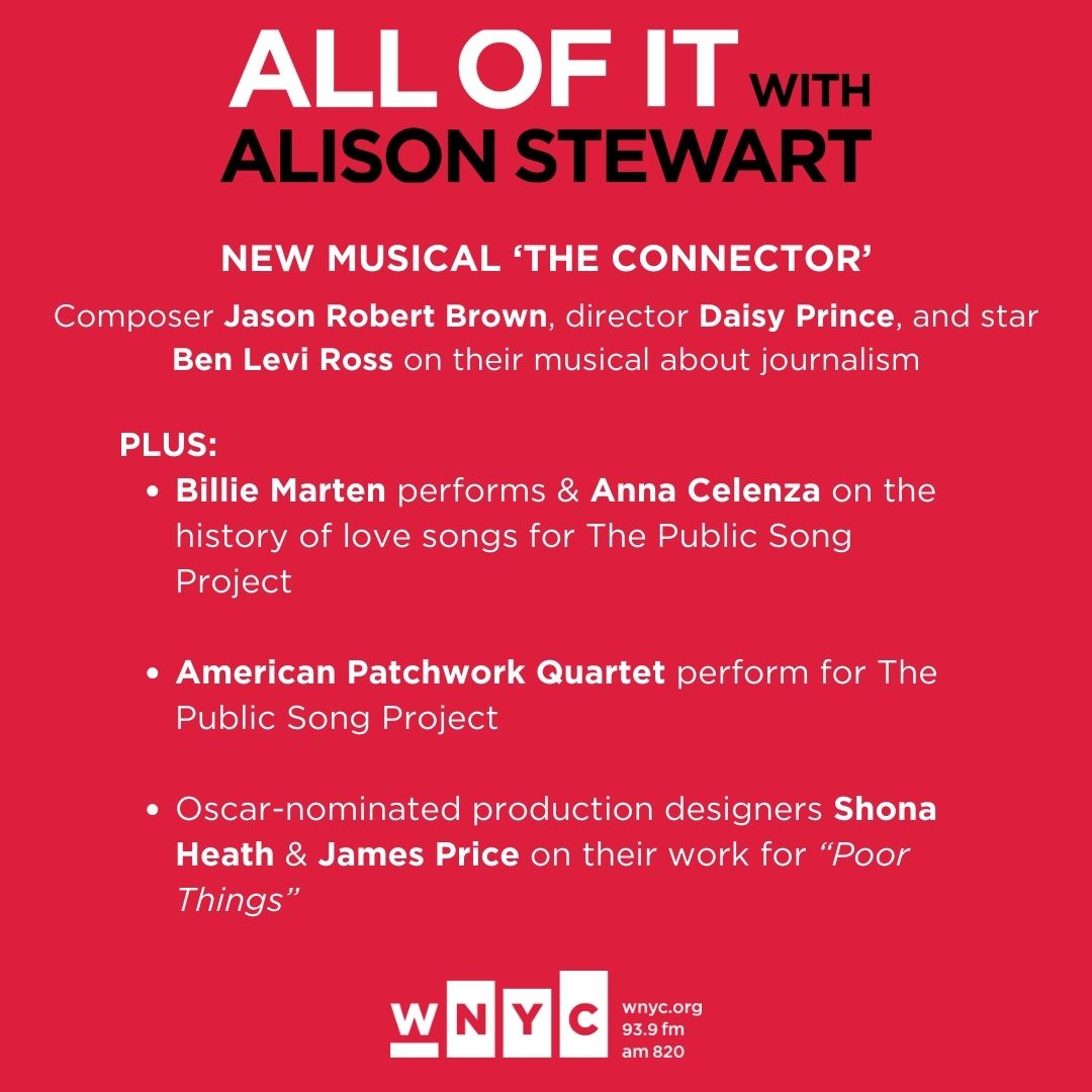 Today @ noon: Love songs w/ @BillieMarten & @AnnaCelenza for the Public Song Project New musical 'The Connector' w/ Jason Robert Brown, Daisy Prince & Ben Levi Ross @apqmusic perform for the Public Song Project 'Poor Things' production designers Shona Heath & James Price