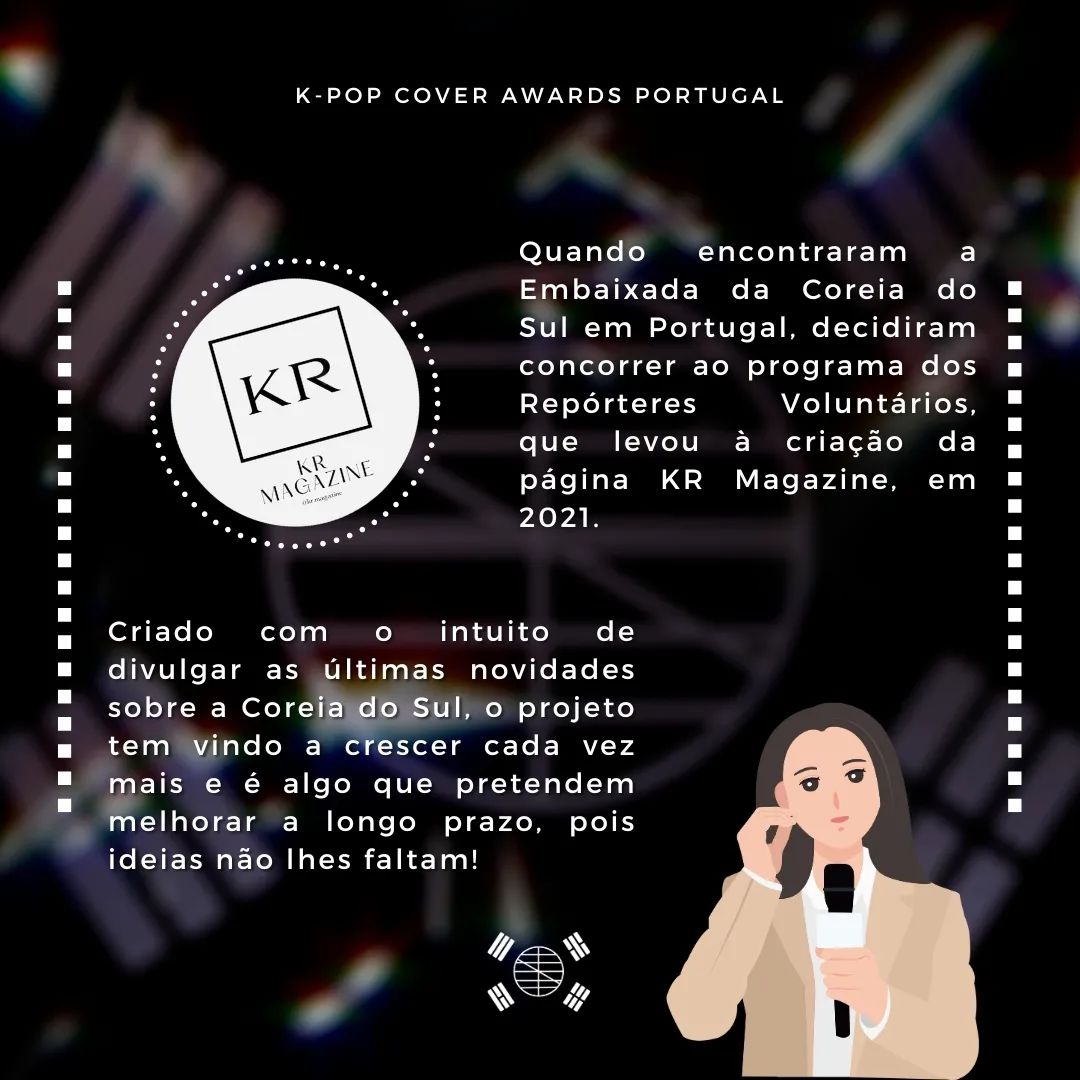 ⭐ HOSTS KCAP 2024 ⭐

Dá as boas-vindas às nossas hosts: Ana Cardoso e Mariana Silva🎤👏! 

Talvez já conheças estas queridas portuenses através da KR Magazine, responsável por divulgar conteúdo sobre a Coreia do Sul.

 Queres descobrir mais sobre ambas? Basta veres as imagens👇